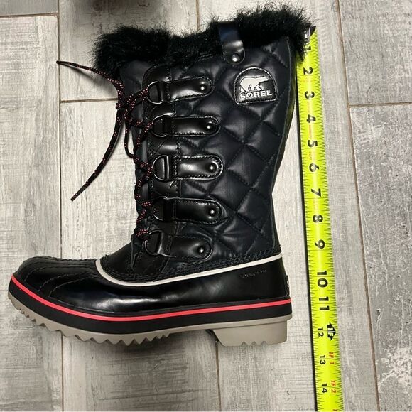 Sorel Tolfino Black Quilted Pink Faux Fur Waterproof Snow Winter Tall Boot 6 - Picture 9 of 14